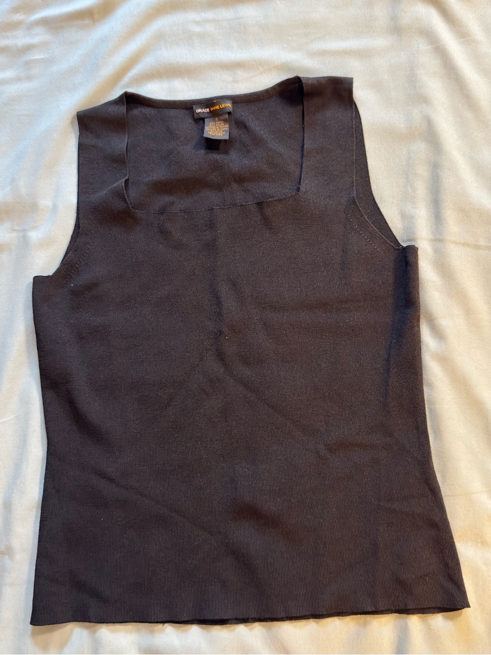 Grace Tank Top in Black with Square Neck size S